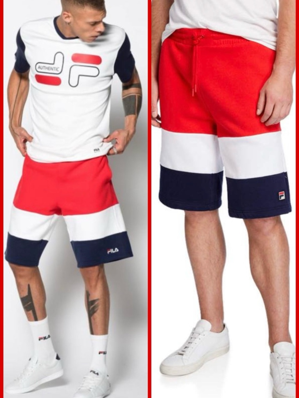 🔥NEW!!! FILA MENS SHORTS HERITAGE ALANZO PANTS BOTTOMS RED WHITE BLUE LM171YA9